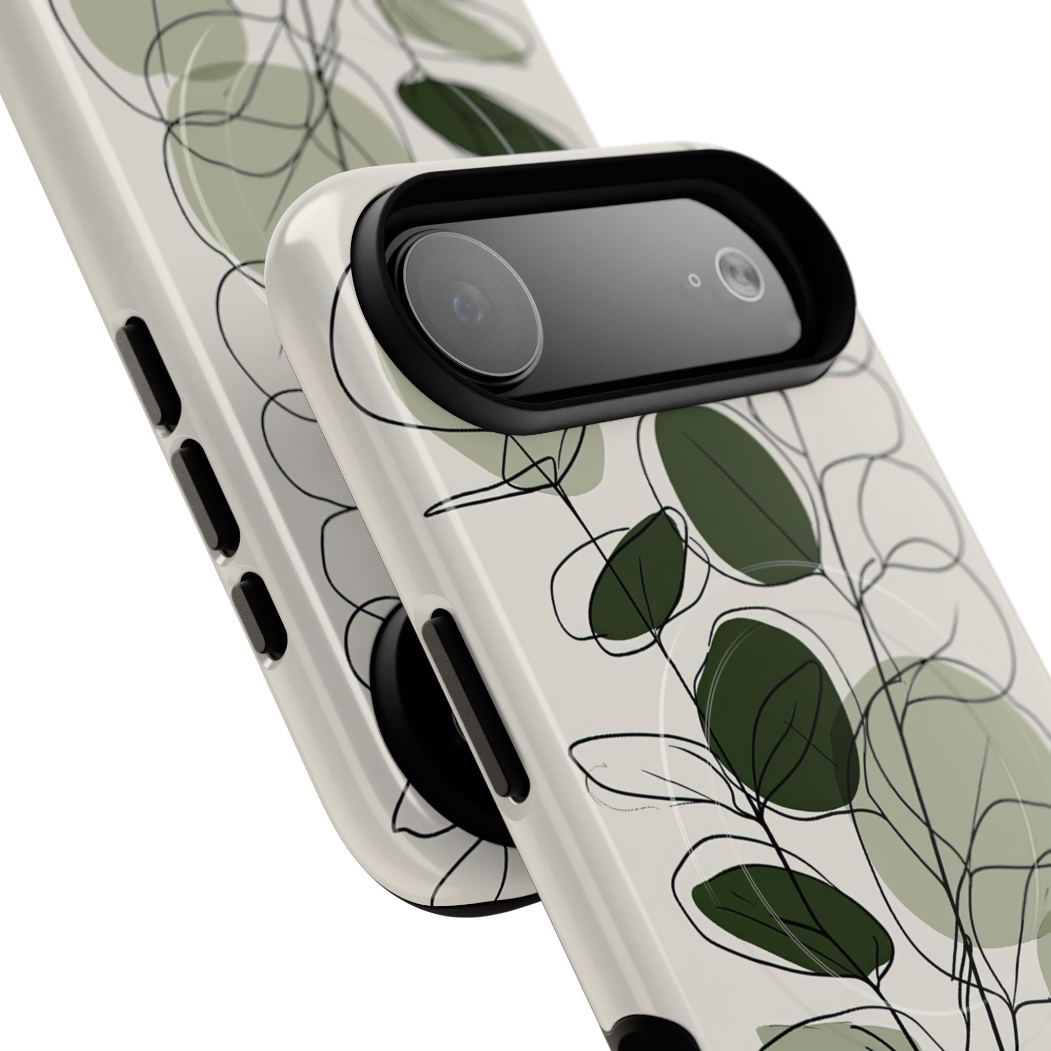 Green Tough 2.0 Magsafe Phone Case for iPhone - Muted Eucalyptus Sketch