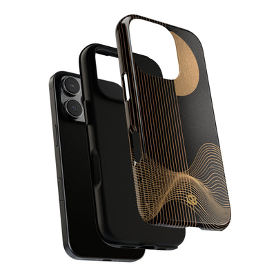 Gold Tough Phone Case for iPhone - Gilded Obsidian Dunes