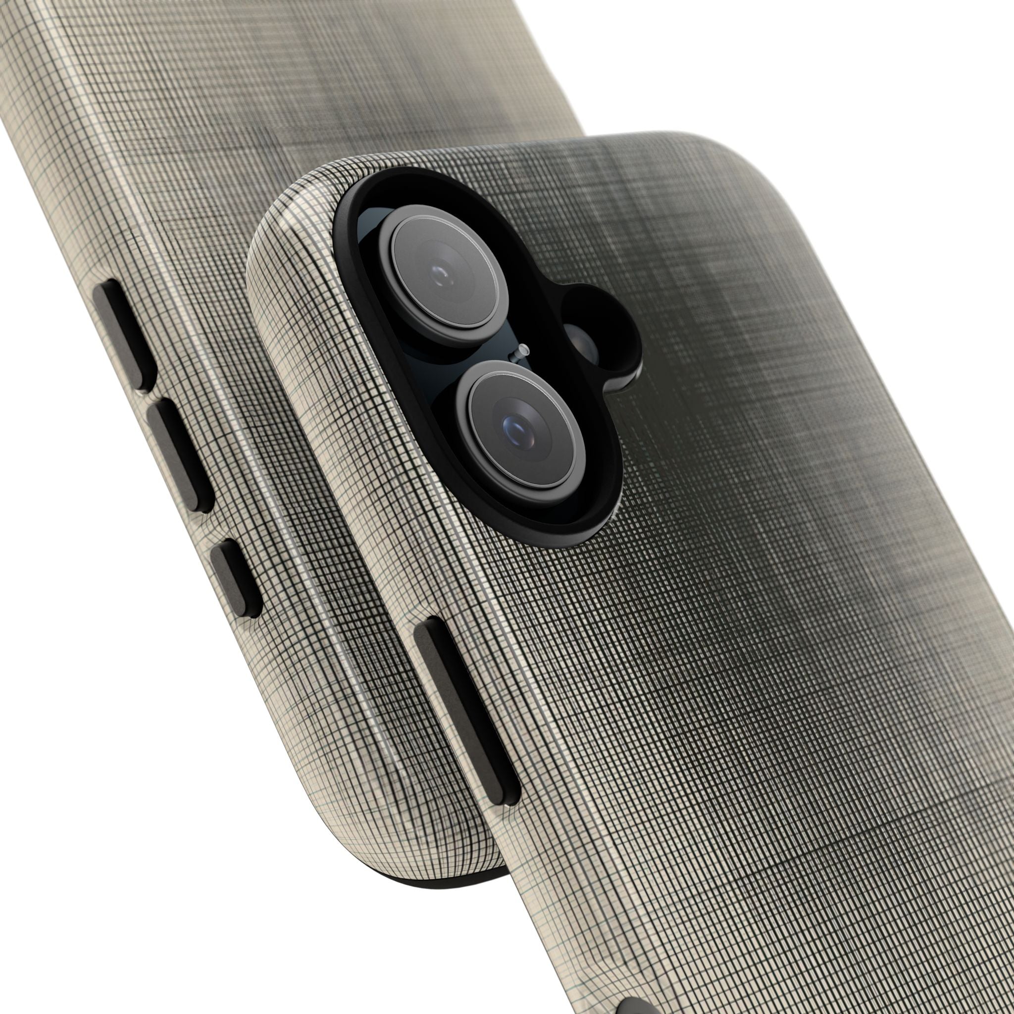 Beige Tough Phone Case for iPhone - Carbon Screen Grid