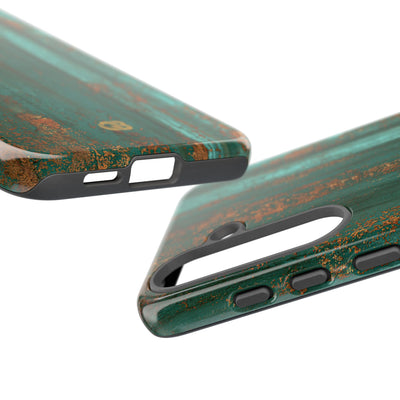Teal Tough Phone Case for Samsung - Verdigris Copper Siding