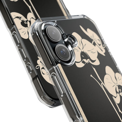 Black Impact MagSafe Phone Case for iPhone - Obsidian Bone Orchid