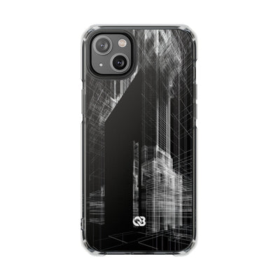 Black Impact MagSafe Phone Case for iPhone - Ghost Urban Wireframe
