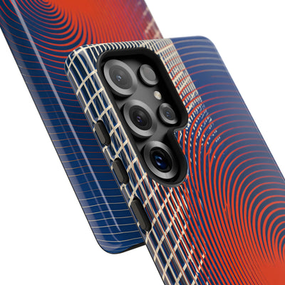 Blue Tough Phone Case for Samsung - Orange Orbit Grid