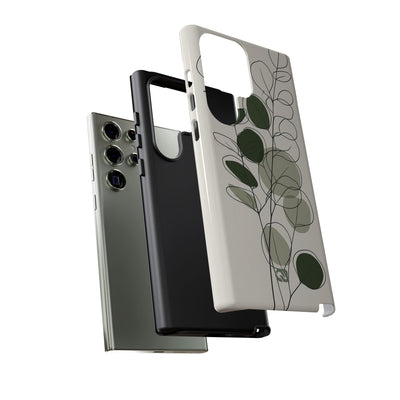 Green Tough Phone Case for Samsung - Muted Eucalyptus Sketch