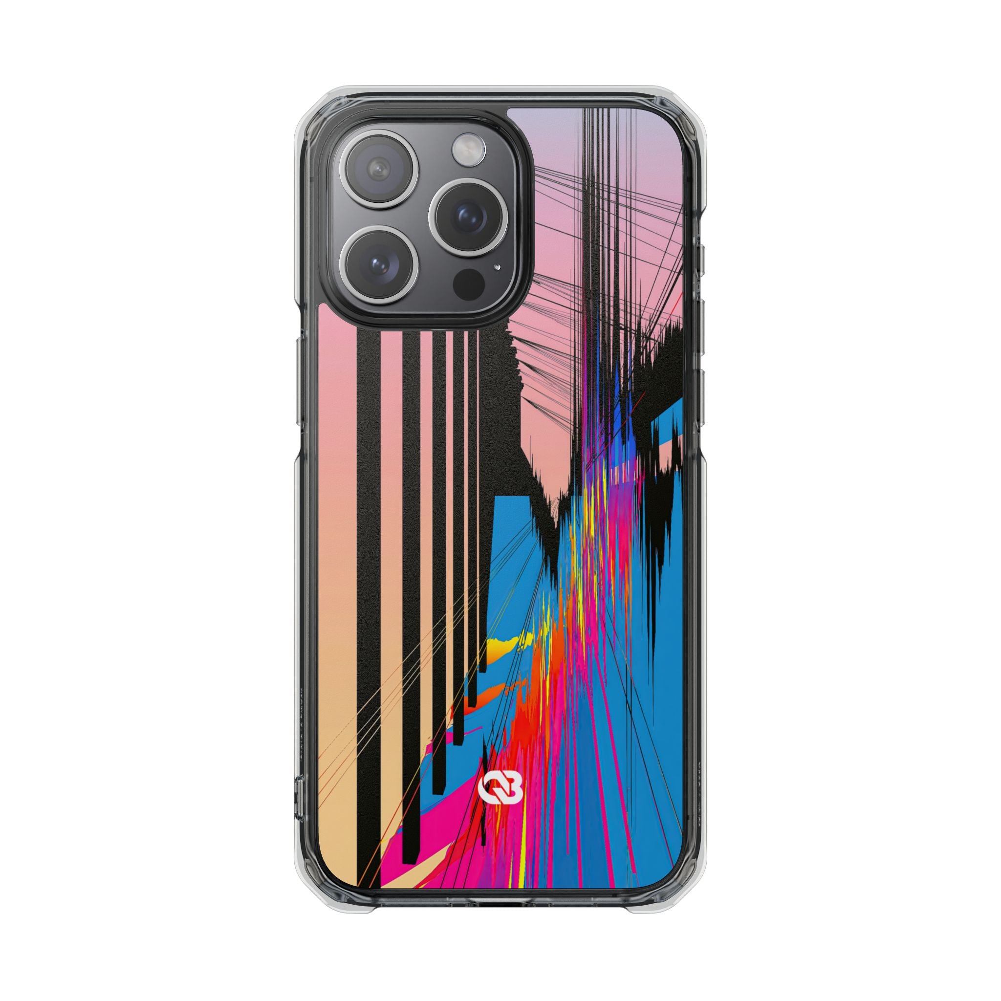 Blue Impact MagSafe Phone Case for iPhone - Fractured Data Skyline