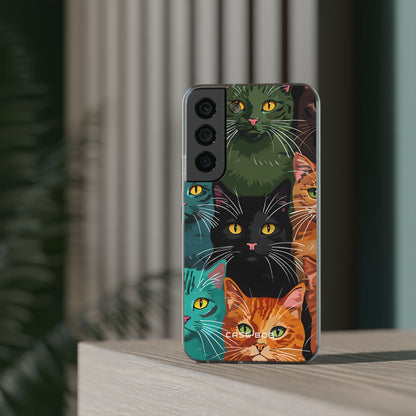 Teal Cat Grid Samsung S22 - Soft