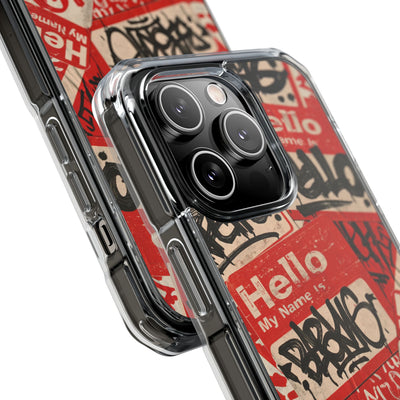 Slap Tag Collage · Clear Impact Magnetic Phone Case for iPhone · Red