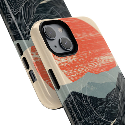 Beige Tough 2.0 Magsafe Phone Case for iPhone - Crimson Ridge Flow