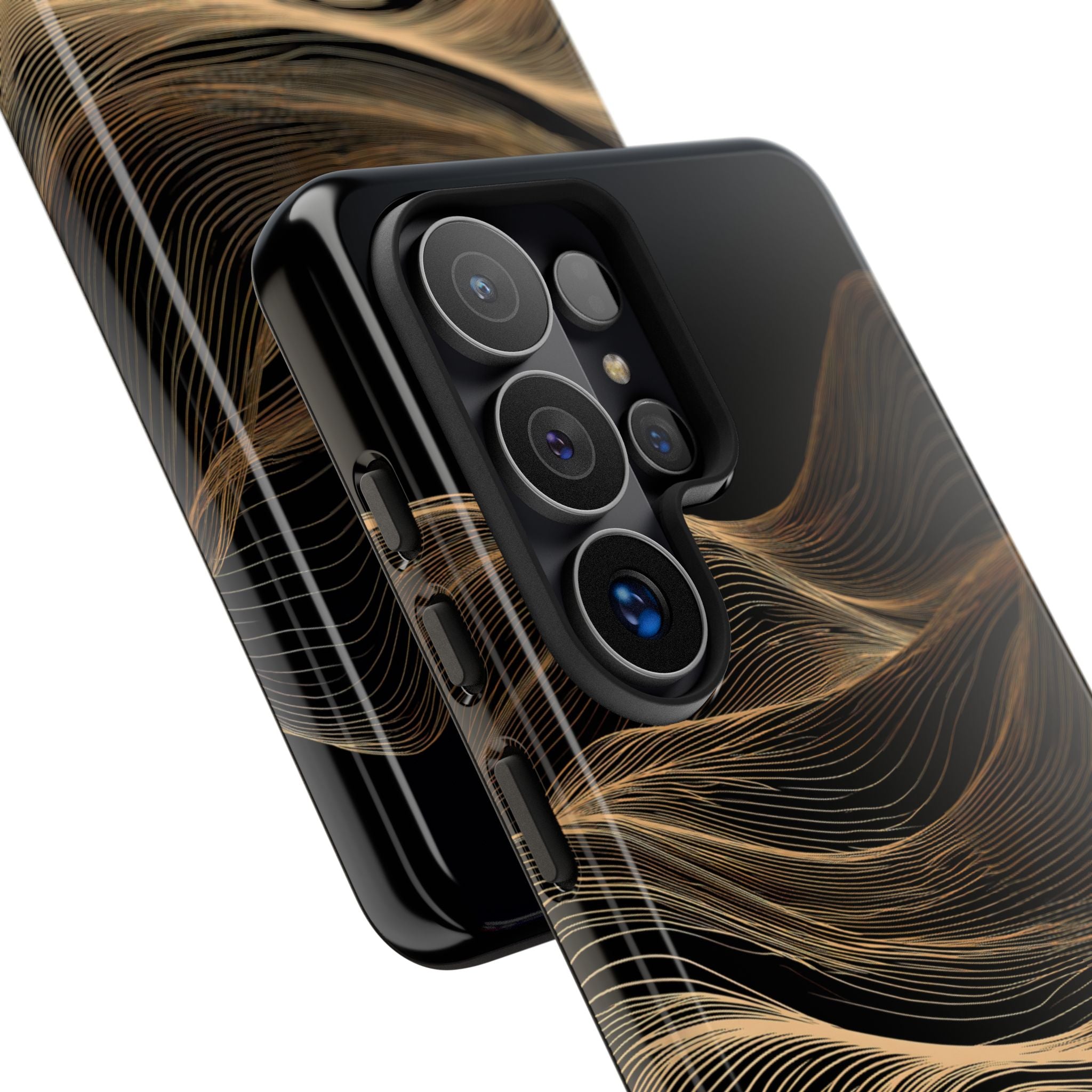 Black Tough Phone Case for Samsung - Copper Topo Ridge