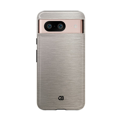 Grey Tough Phone Case for Google Pixel - Brushed Nickel Linen