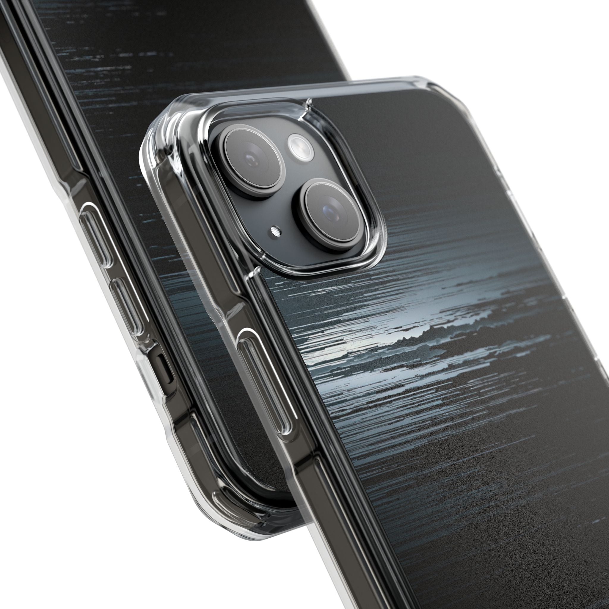 Black Impact MagSafe Phone Case for iPhone - Frozen Signal Glitch