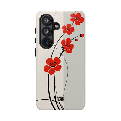 Red Tough Phone Case for Samsung - Crimson Plum Ink