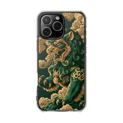 Imperial Guardian Lion · Clear Impact Magnetic Phone Case for iPhone · Green