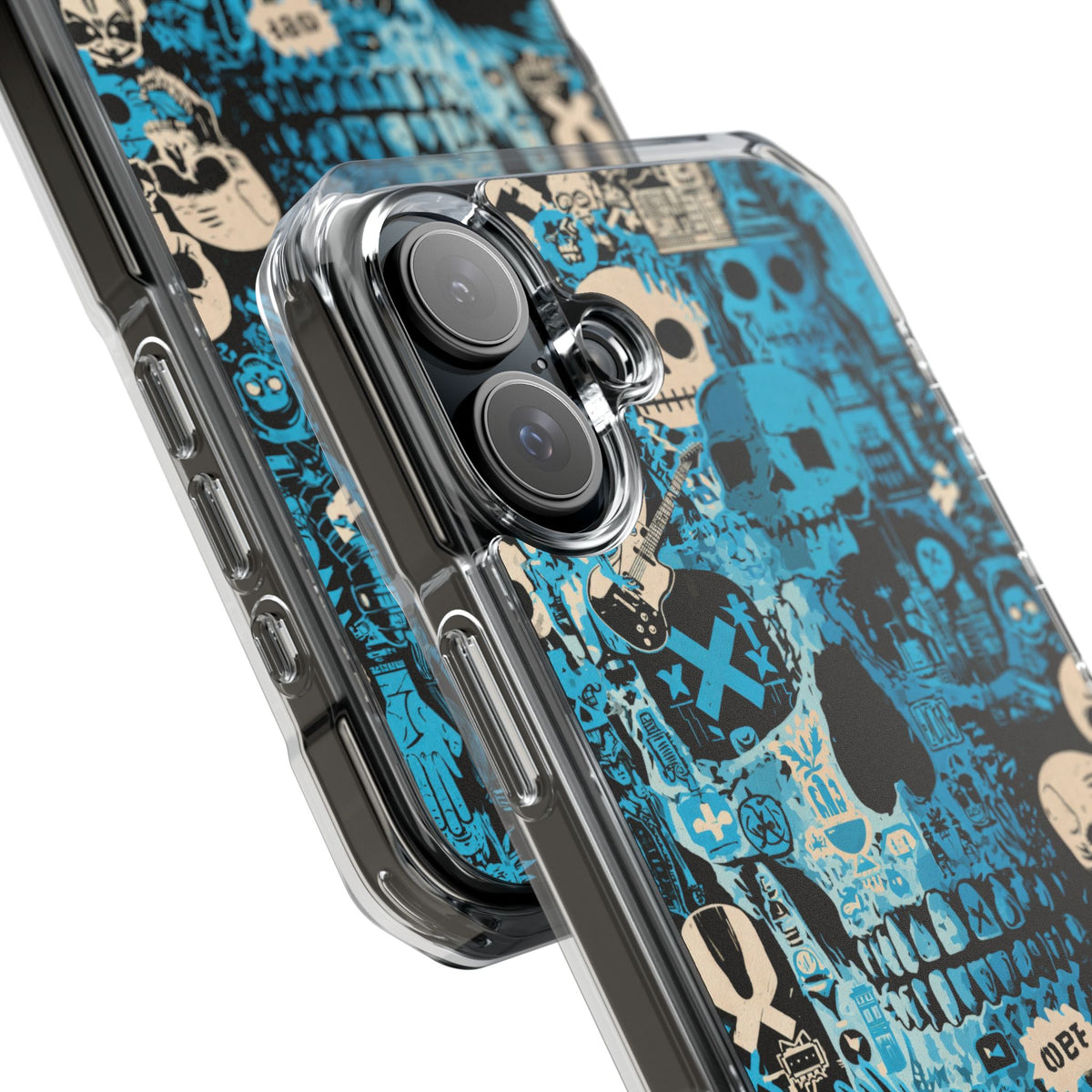 Electric Skull Graffiti · Clear Impact Magnetic Phone Case for iPhone · Blue