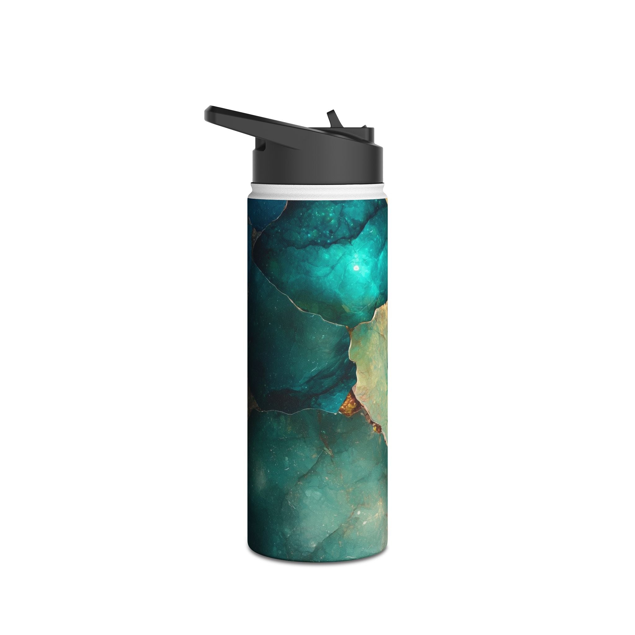 Fractured Gemstone Teal - Stainless Steel Water Bottle