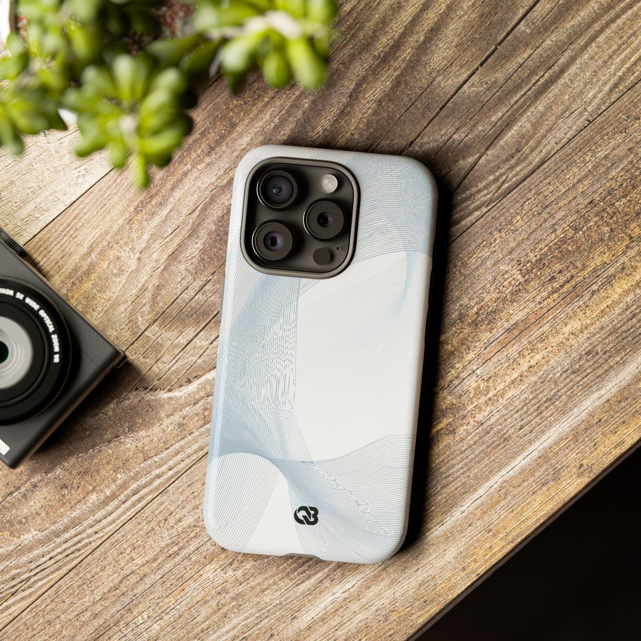 White Tough Phone Case for iPhone - Arctic Line Current