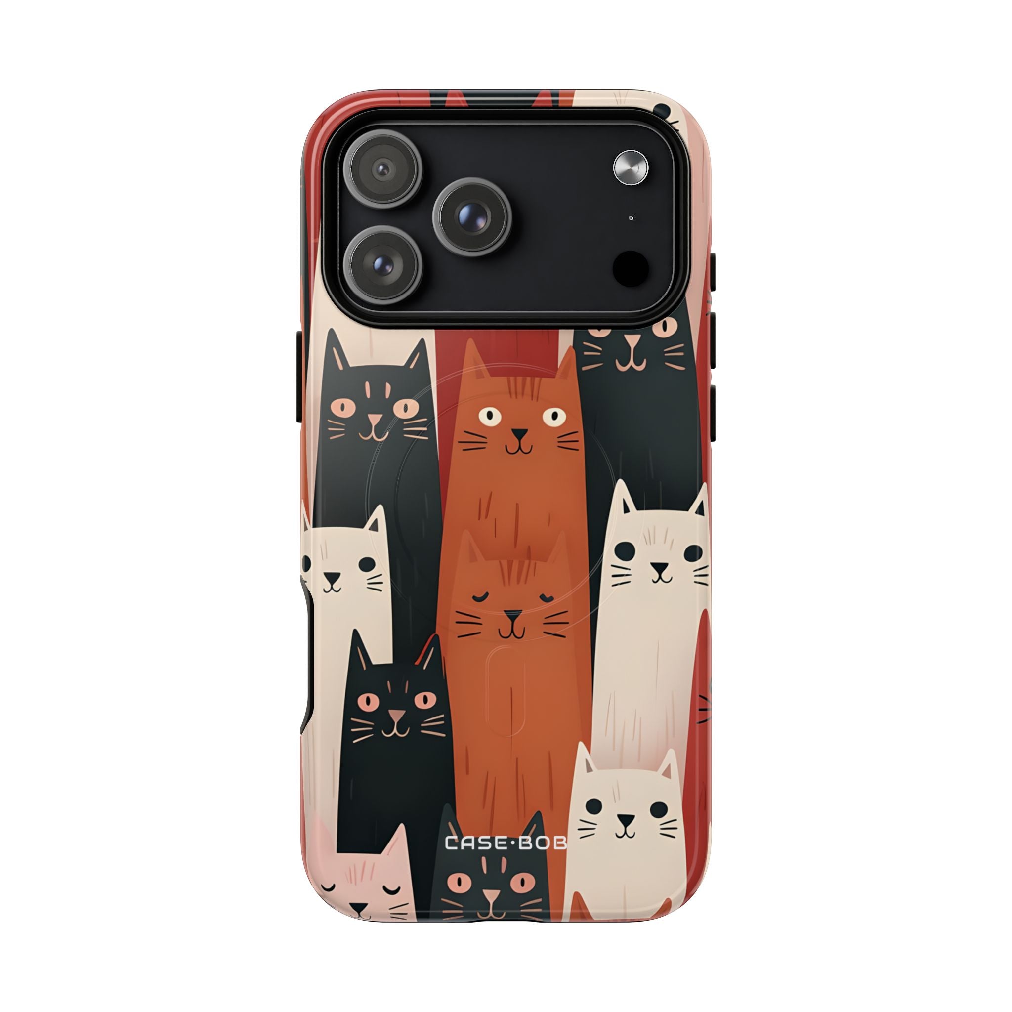 Elongated Cats Black iPhone 17 Pro Max Case - Tough+ - CASE•BOB