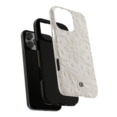 Ivory Baroque Relief · Tough Phone Case for iPhone · White