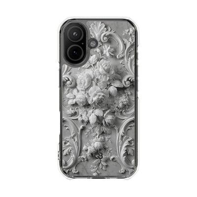 Rococo Marble Rose · Clear Impact Magnetic Phone Case for iPhone · White