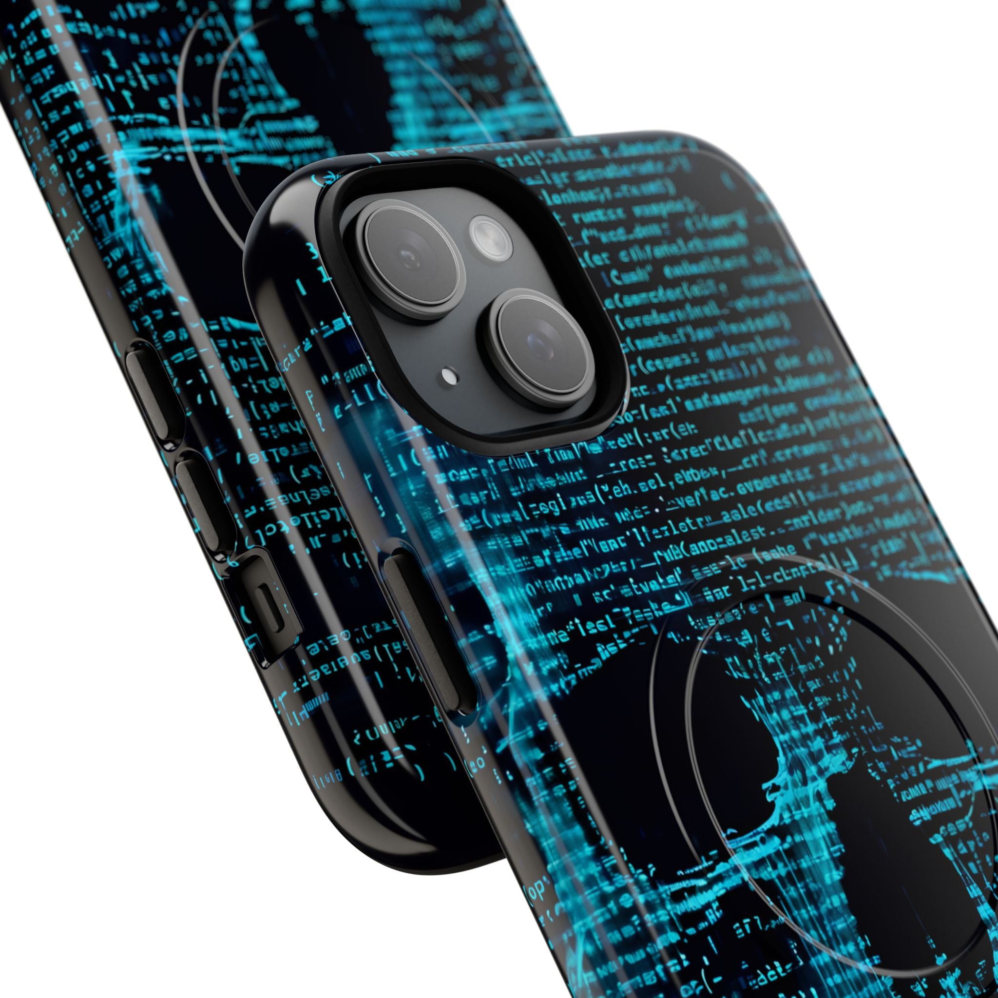 Cyan Glitch Skull · Tough+ Magsafe
