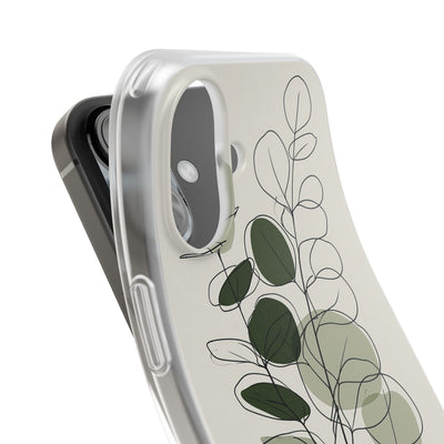 Green Lite Phone Case for iPhone - Muted Eucalyptus Sketch