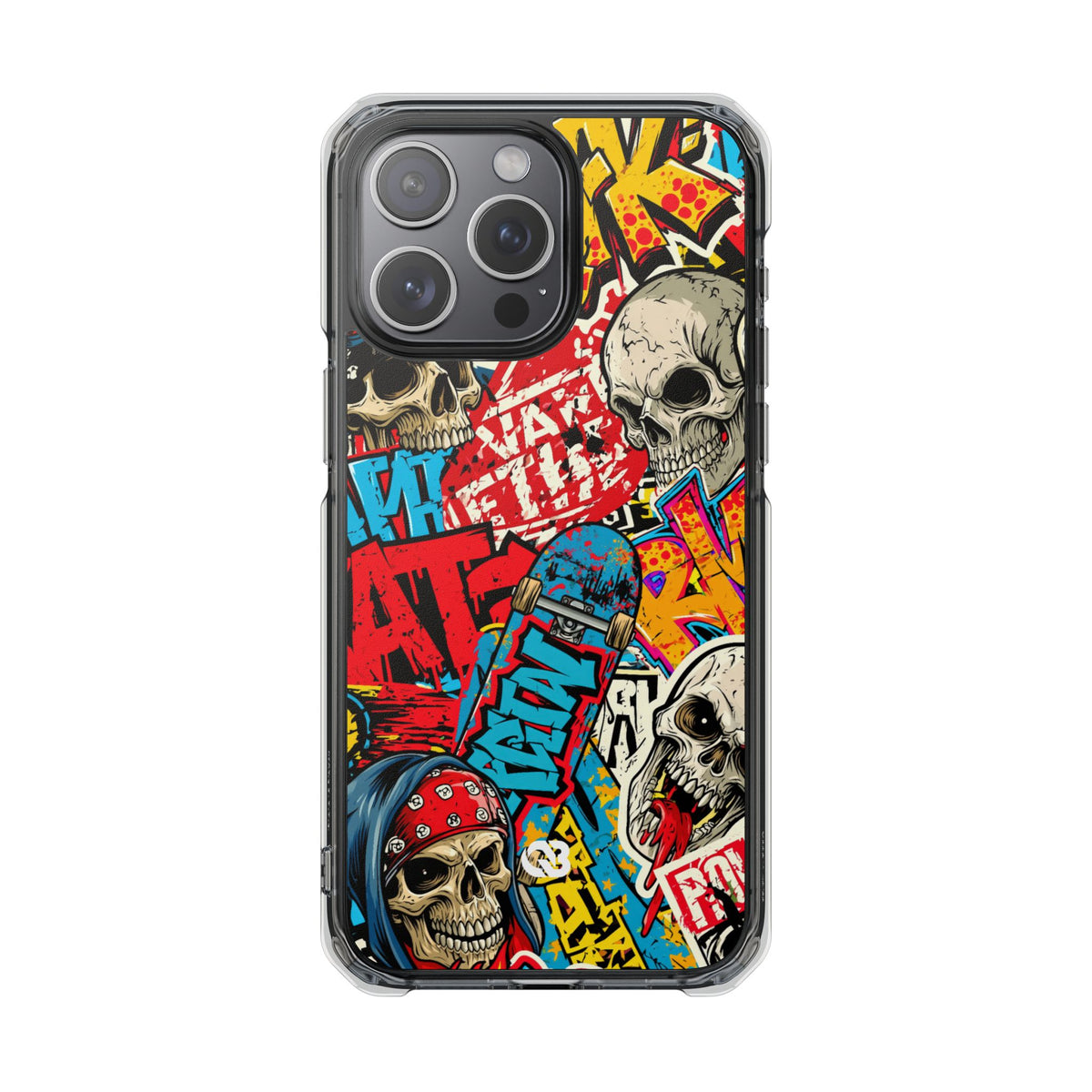 Skate Skull Riot · Clear Impact Magnetic Phone Case for iPhone · Red