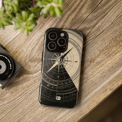 Beige Tough Phone Case for iPhone - Obsidian Nautical Blueprint