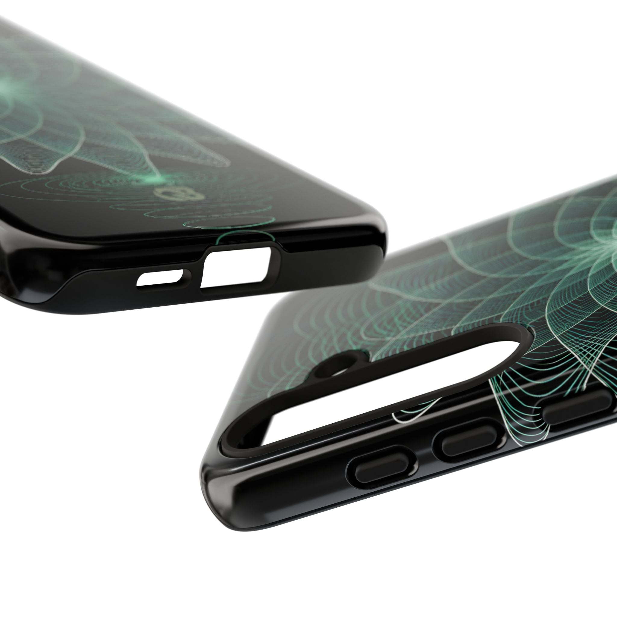 Green Tough Phone Case for Samsung - Cyan Signal Bloom