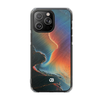 Prismatic Aura Shift · Clear Impact Magnetic Phone Case for iPhone · Blue