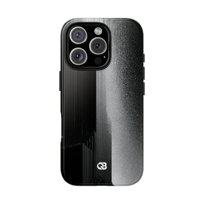 Black Tough Phone Case for iPhone - Brutalist Pixel Monolith