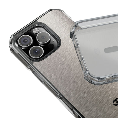 Grey Impact MagSafe Phone Case for iPhone - Brushed Nickel Linen