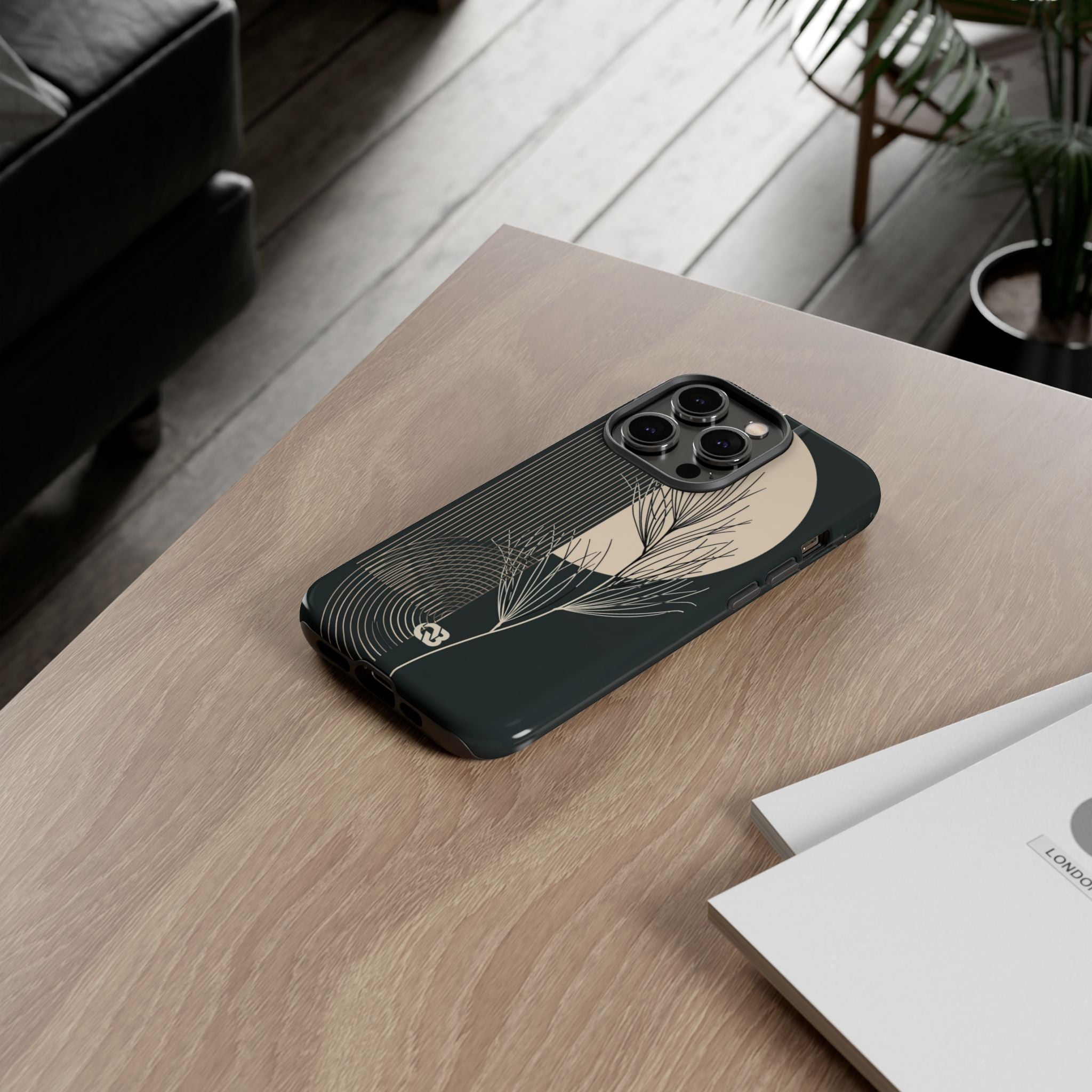 Black Tough Phone Case for iPhone - Obsidian Sand Willow