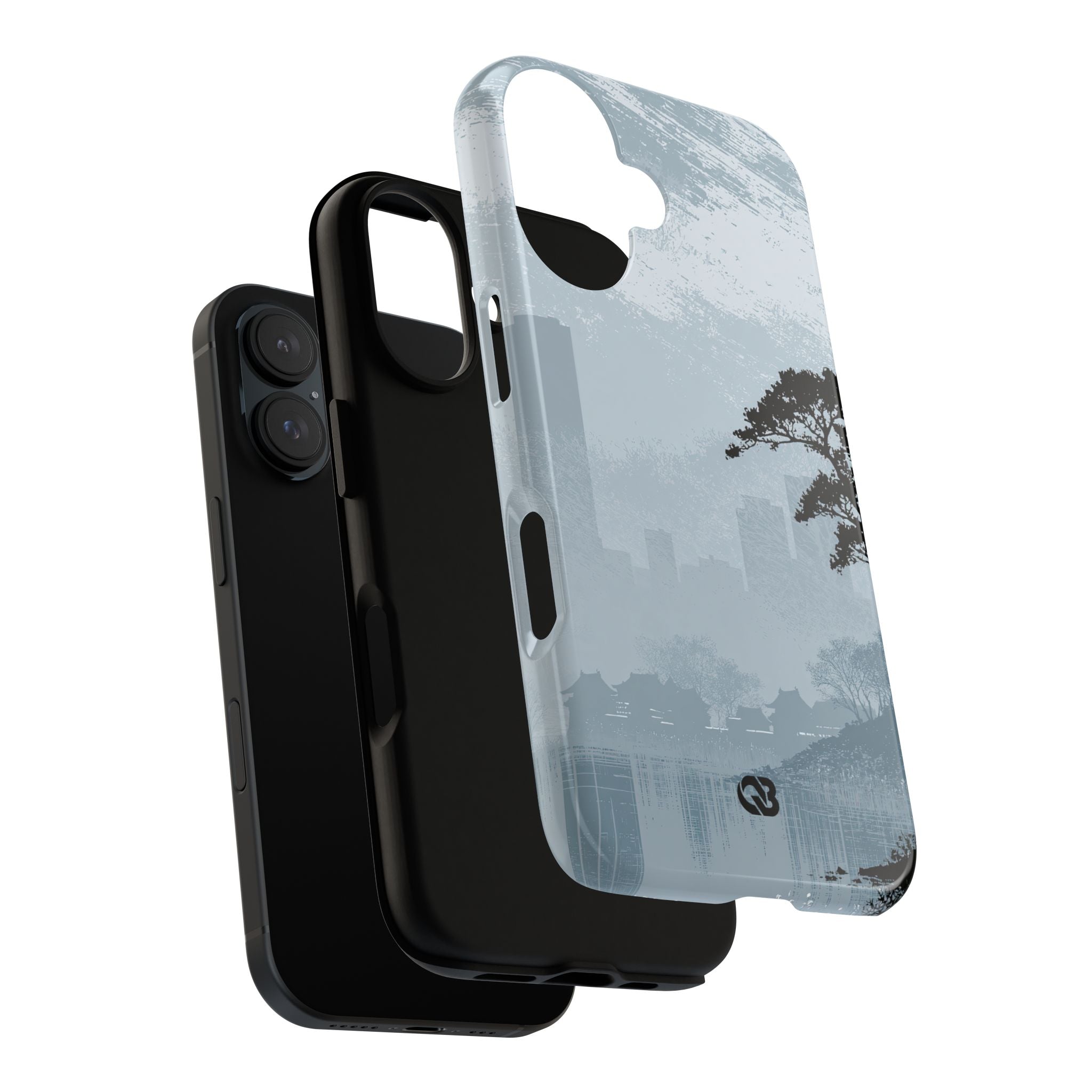 Grey Tough Phone Case for iPhone - Steel Slate Zen