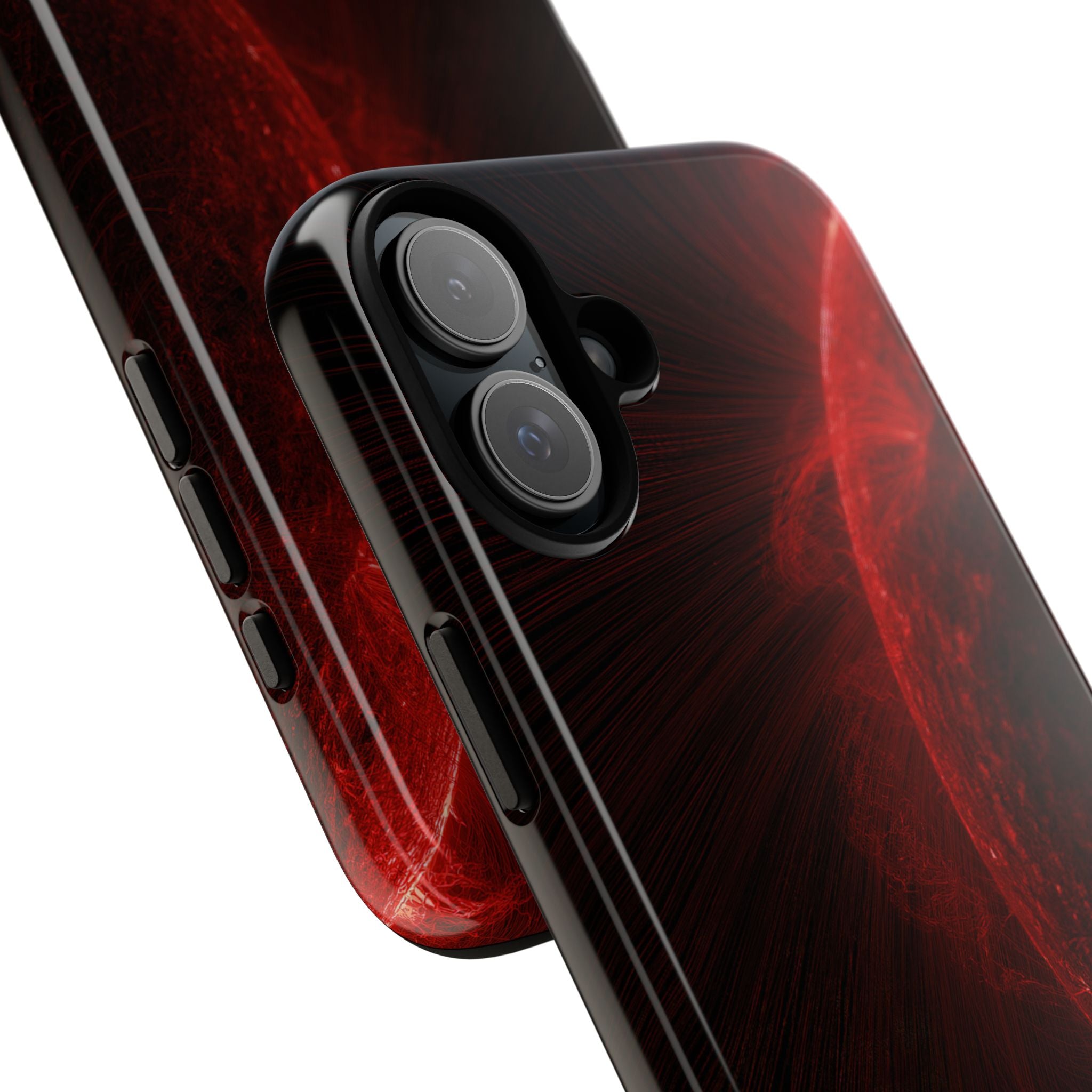 Red Tough Phone Case for iPhone - Solar Crimson Flare