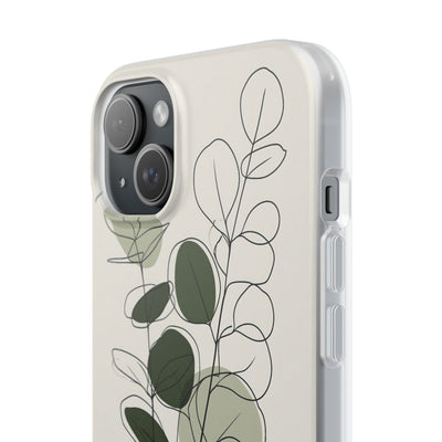 Green Lite Phone Case for iPhone - Muted Eucalyptus Sketch
