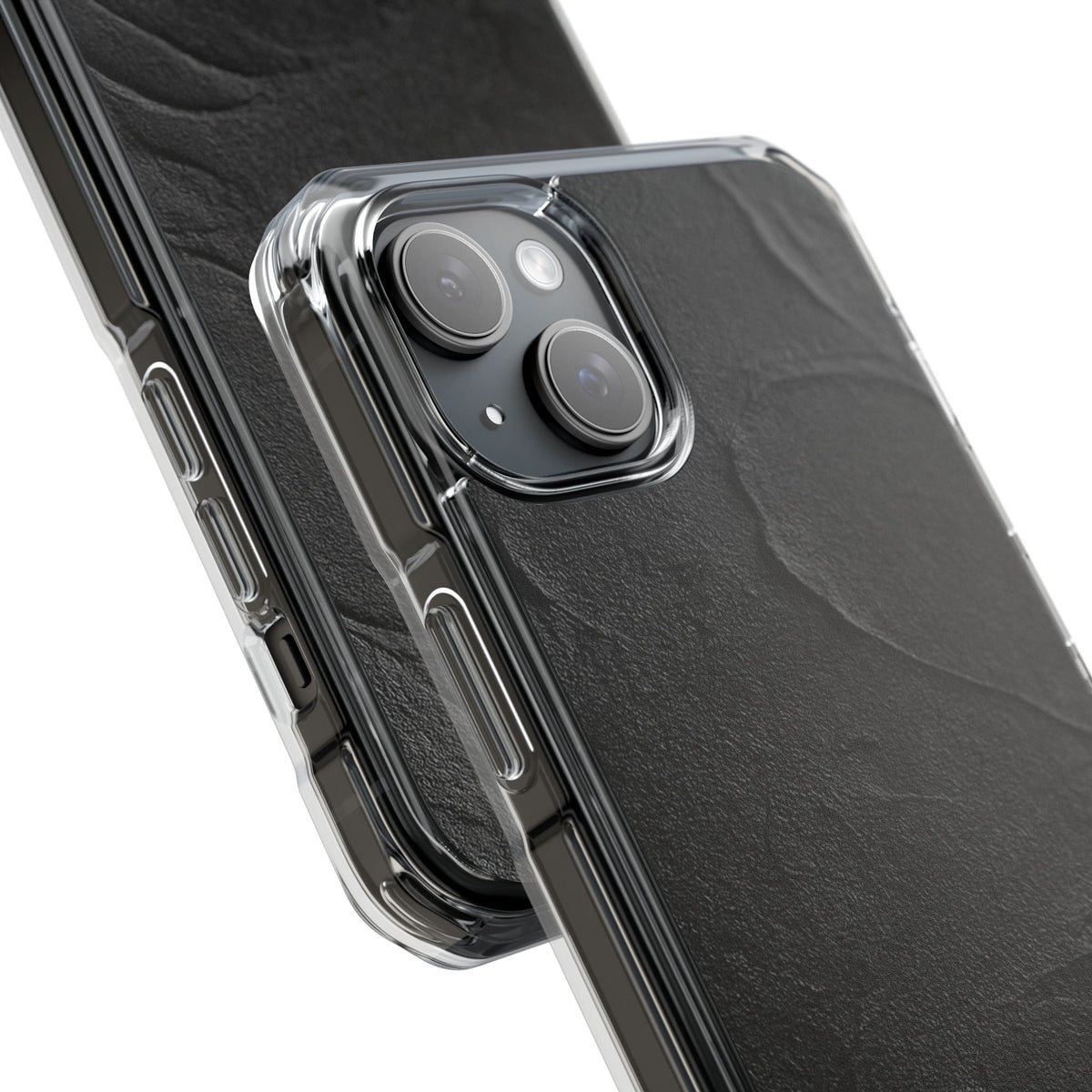 Obsidian Stucco Relief · Clear Impact Magnetic Phone Case for iPhone ·  Black