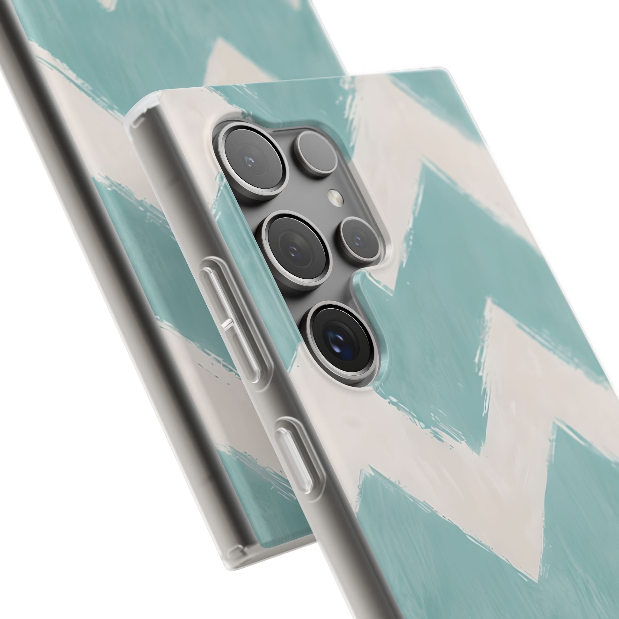Teal Painted Chevron · Soft Phone Case for Samsung