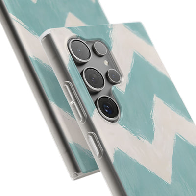 Teal Painted Chevron · Soft Phone Case for Samsung