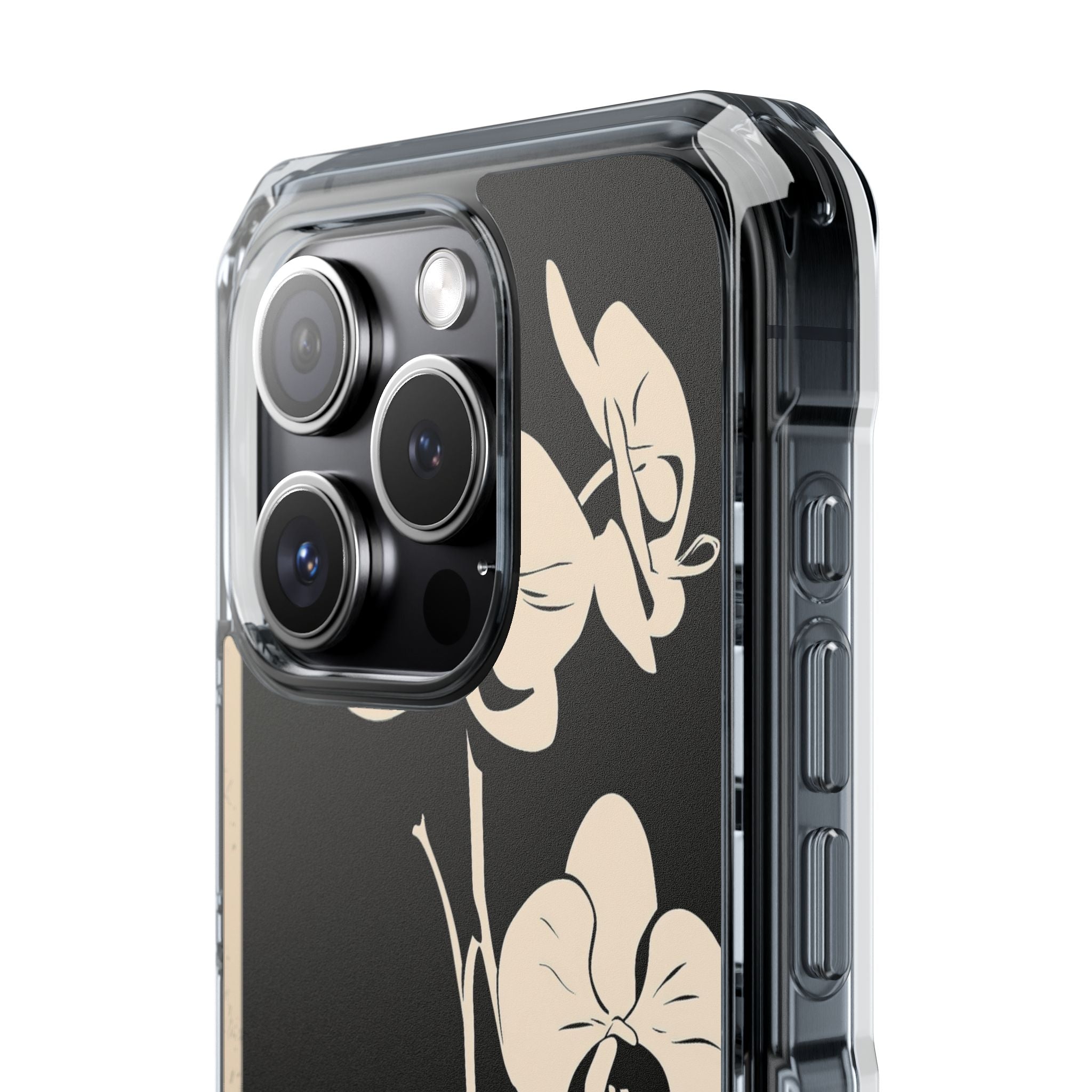 Black Impact MagSafe Phone Case for iPhone - Obsidian Bone Orchid