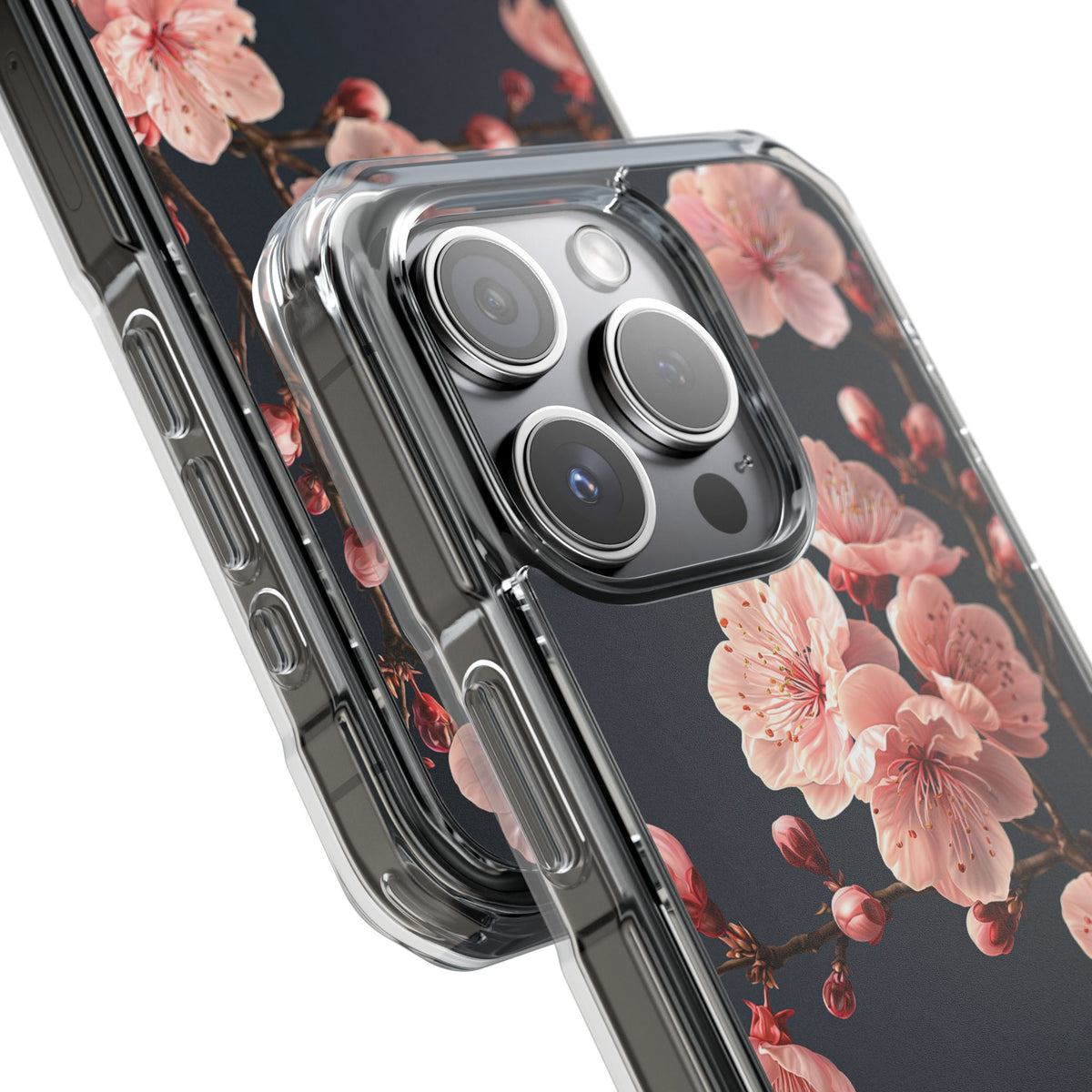 Midnight Sakura Bloom · Clear Impact Magnetic Phone Case for iPhone · Pink