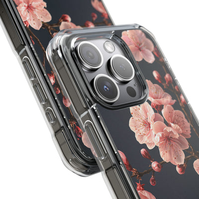 Midnight Sakura Bloom · Clear Impact Magnetic Phone Case for iPhone · Pink