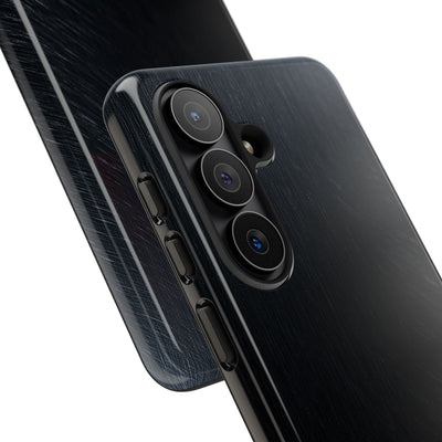Black Tough Phone Case for Samsung - Midnight Brushed Grain