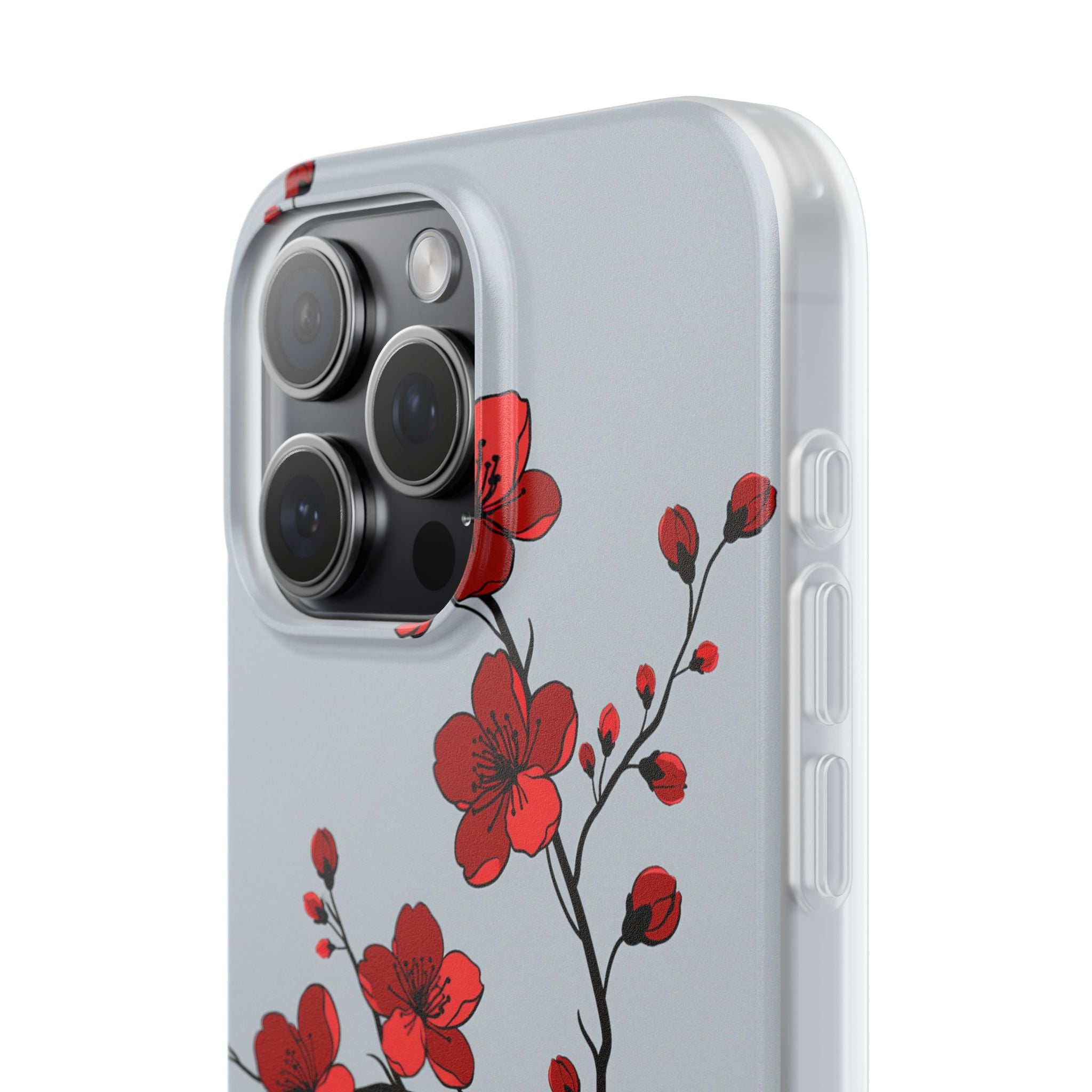 Grey Lite Phone Case for iPhone - Crimson Blossom Onyx