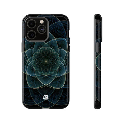 Blue Tough Phone Case for iPhone - Celestial Wireframe Bloom