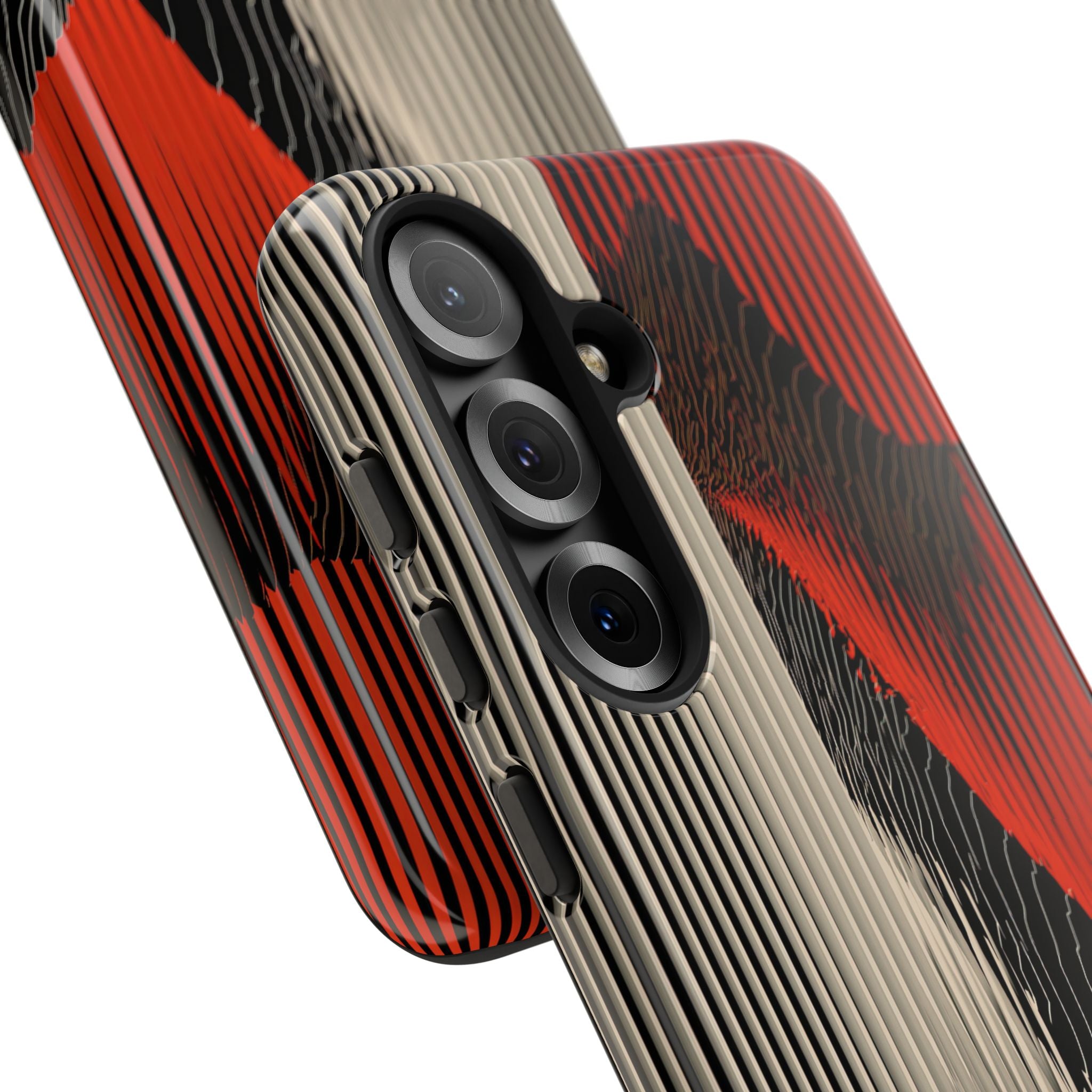 Red Tough Phone Case for Samsung - Crimson Pulse Topo