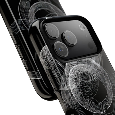 Black Tough 2.0 Magsafe Phone Case for iPhone - Kinetic Wireframe Orbit