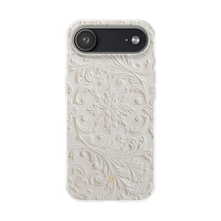 White Lite Phone Case for iPhone - Alabaster Floral Relief