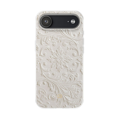 White Lite Phone Case for iPhone - Alabaster Floral Relief