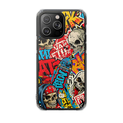 Skate Skull Riot · Clear Impact Magnetic Phone Case for iPhone · Red