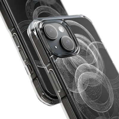 Black Impact MagSafe Phone Case for iPhone - Kinetic Wireframe Orbit